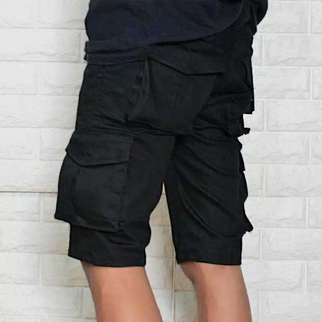 Bisa Pembayaran COD Celana Kargo Pendek Pria / Cargo Pendek Black Cream Mocca Grey