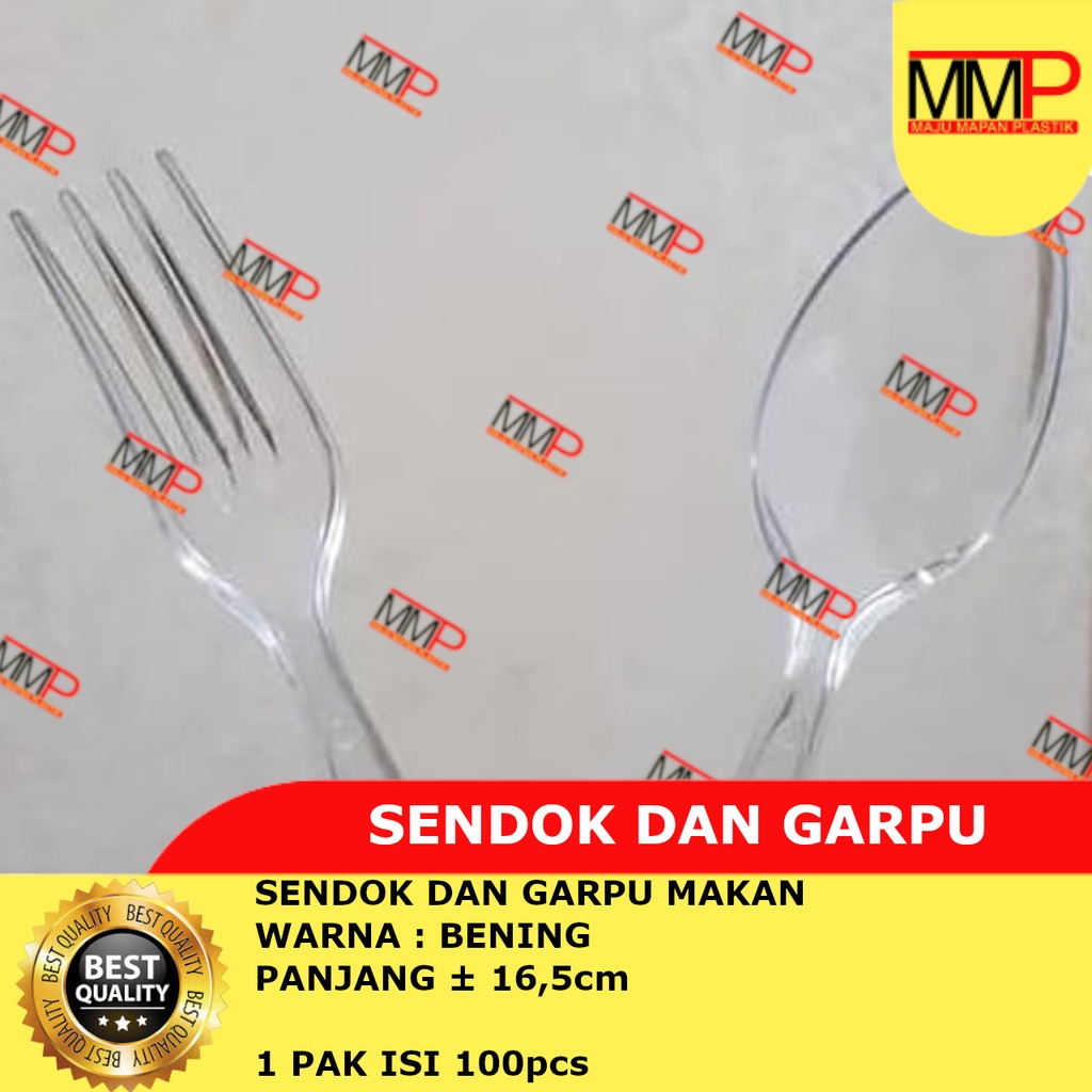 Jual [100 Pcs] Sendok Makan Bening Kuat Garpu Suapi Bening Sendok