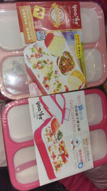 Lunch Box Sekat 3 Yooyee 633 Anti Tumpah Yooyee Mini  Sekat 3 Lunch Box