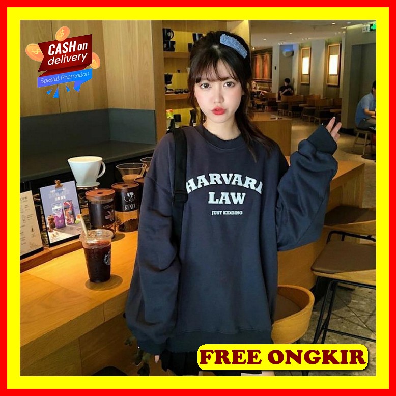 Sweater Wanita Pria Dery Korean Style Hoodie Jumper Jaket Couple Fleece Korea Cod F2Sweater Harvard 