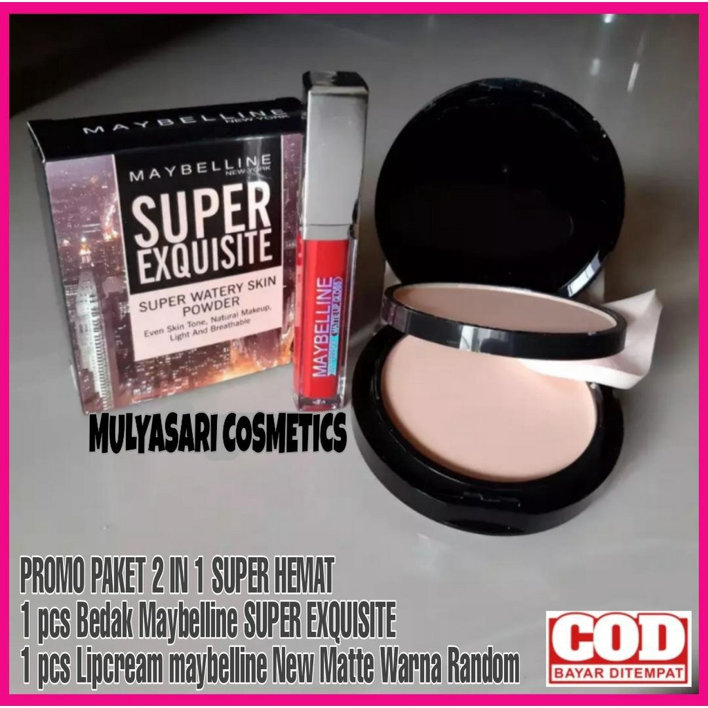 Promo Bedak Maybellin Super Exqusite 2 in 1 &amp; Lipcream New Matte