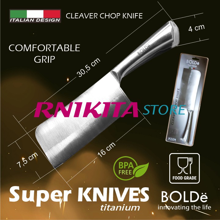 BOLDe SUPER KNIVES CLEAVER CHOP TITANIUM - Golok Dapur Multifungsi