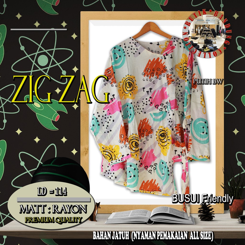 Atasan wanita / Blouse Wanita RAYON VISCOSE PREMIUM - Violla - Model Zig zag (Busui Friendly)