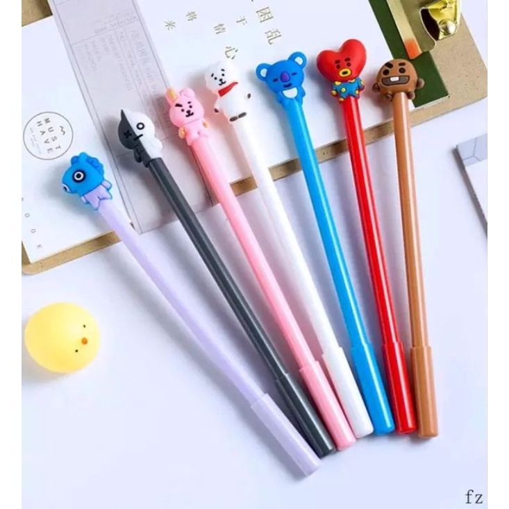 

Pena BTS Cartoon Black Ink Gel Pen Murah BT21