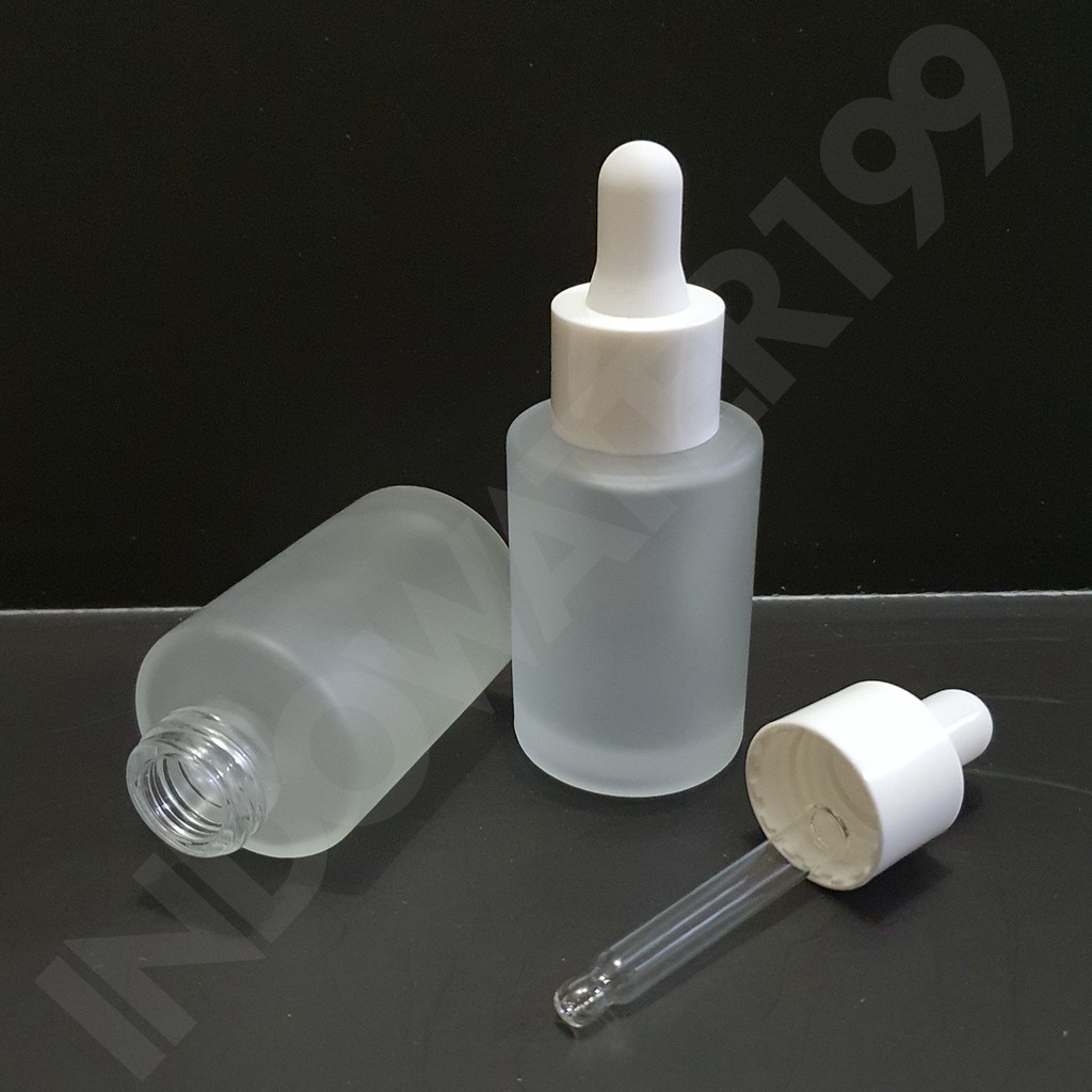 Jual Botol Kaca Frosted Ml Tubular Tutup Pipet Putih Shopee Indonesia