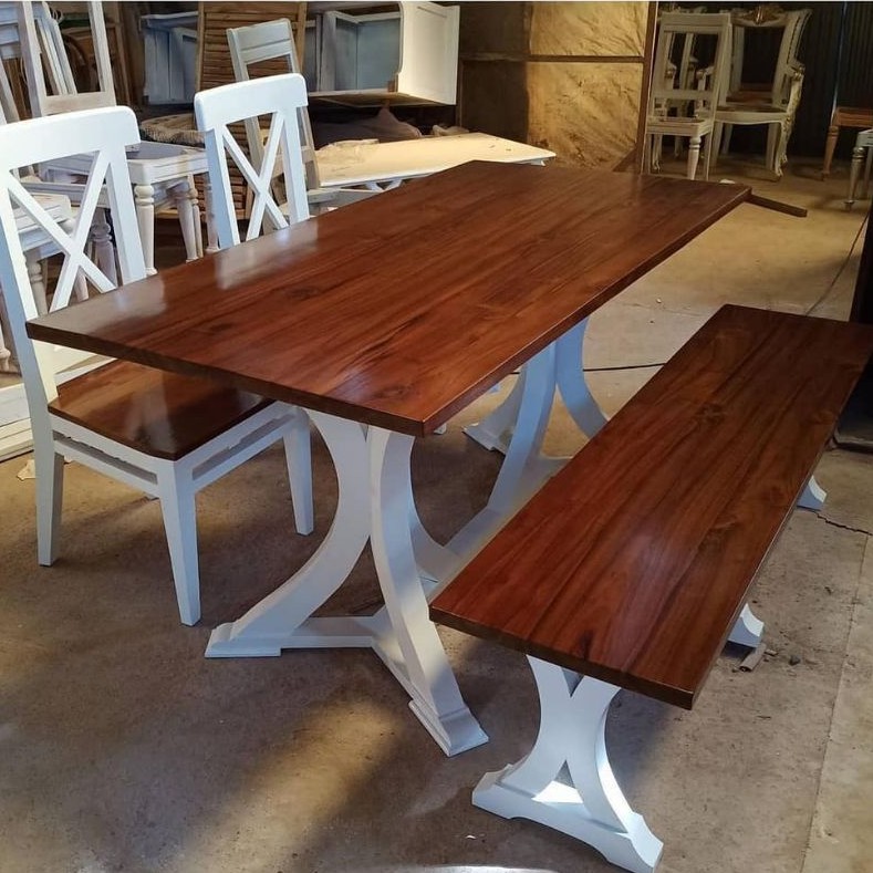 KURSI MAKAN SET / DINNING SET SILANG STOOL / SET MEJA MAKAN SILANG STOOL MODERN MINIMALIS