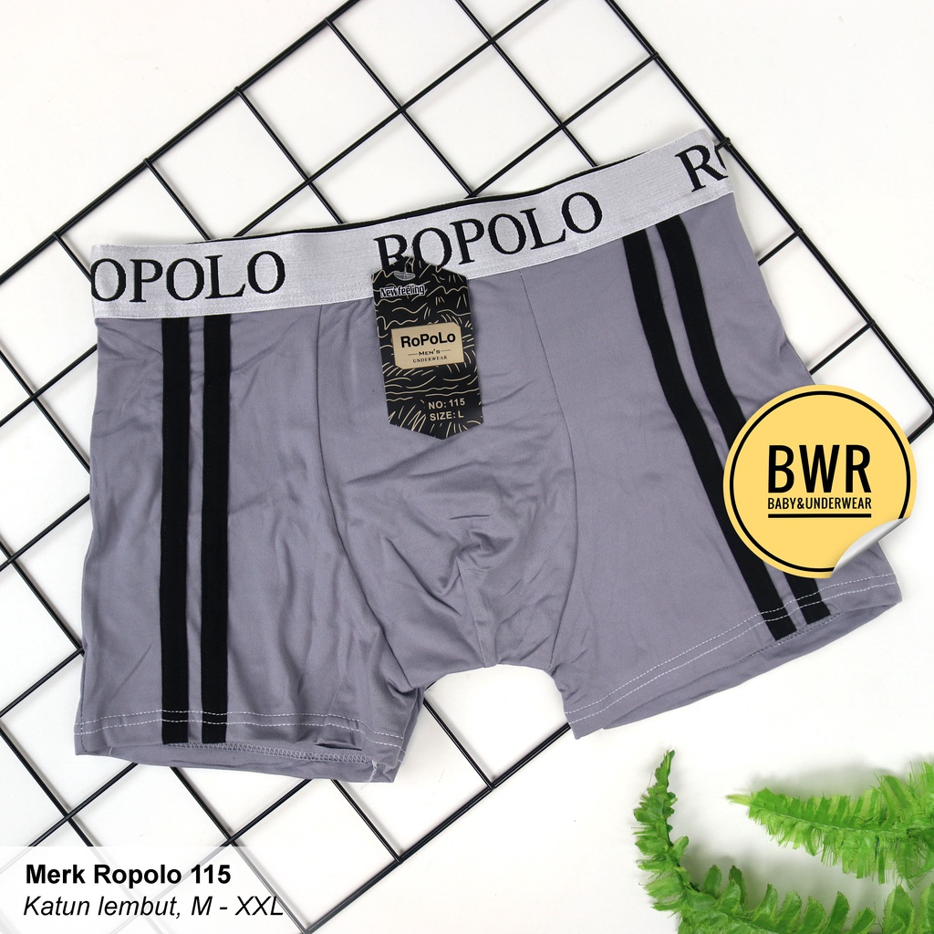 [ 3pc ] Boxer ROPO LO 115 List | Celana Dalam Boxer Pria Underwear Sempak Pria Katun Lembut || Bwr