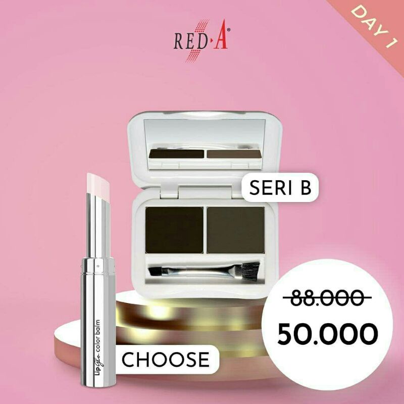 Paket  Eye Brow cake seri B Lip Glo Balm Red-A