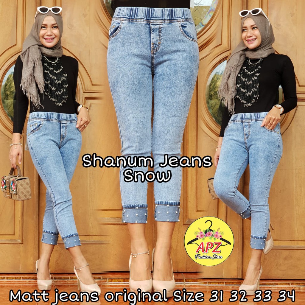 SHANUM JEANS SNOW BLUE SERIES APLIASI MUTIARA LIPAT