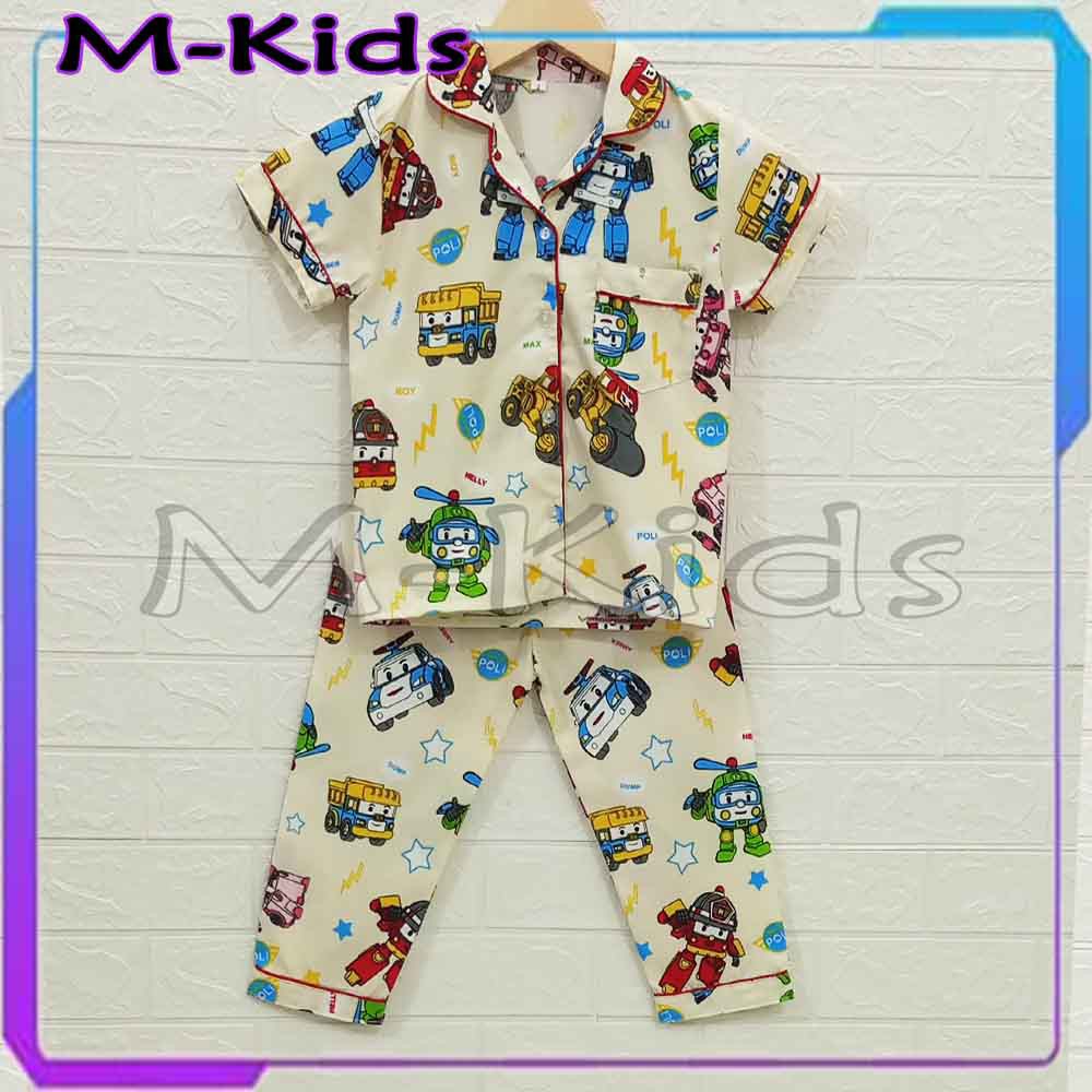 MKids88 - Baju Setelan Katun Piyama Anak Gambar Minion Bear Winnie The Pooh CAR Teddy Bear OWL