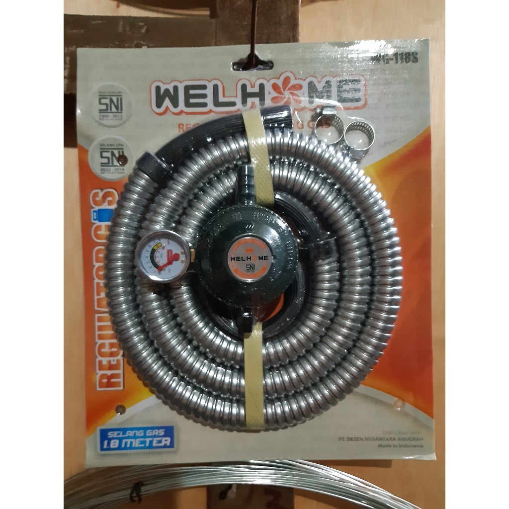 Selang Gas Paket + Regulator Meter 1.8 Meter WELHOME