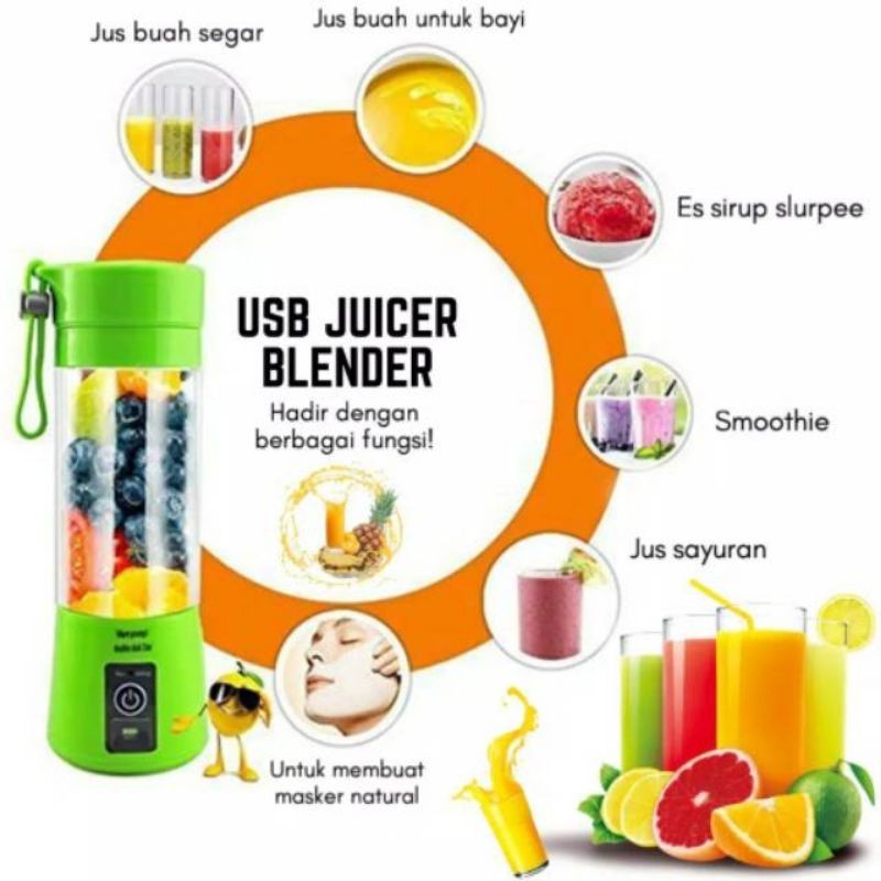 JUICE CUP BLENDER MINI  PORTABLE | USB BLENDER JUICER | ALAT PEMBUAT JUS 4 MATA PISAU