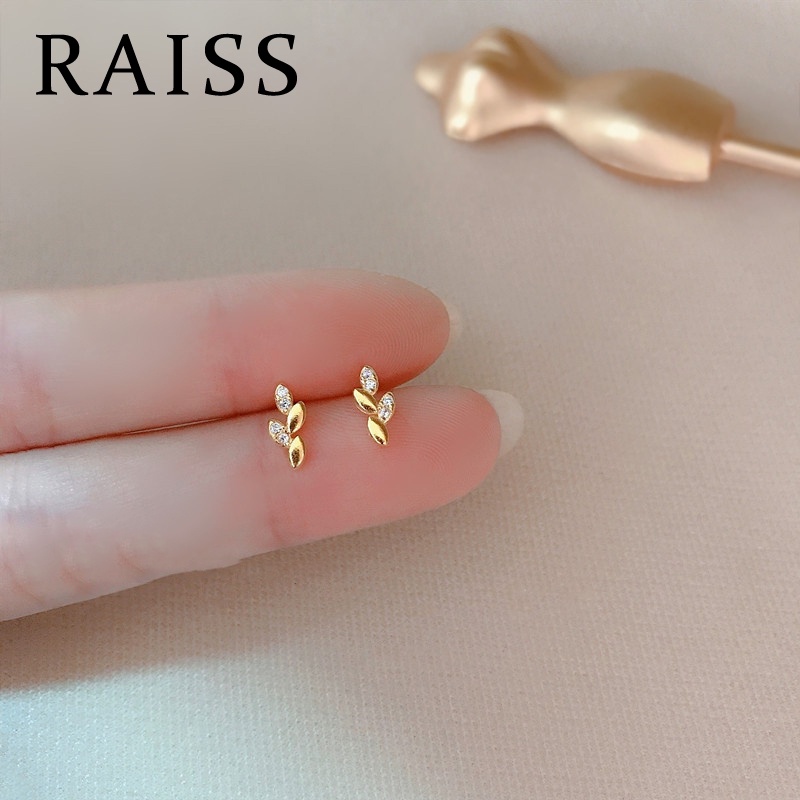 Anting Bulat Mini Lapis Emas 14K Dengan Batu Zircon Kubik Untuk Wanita