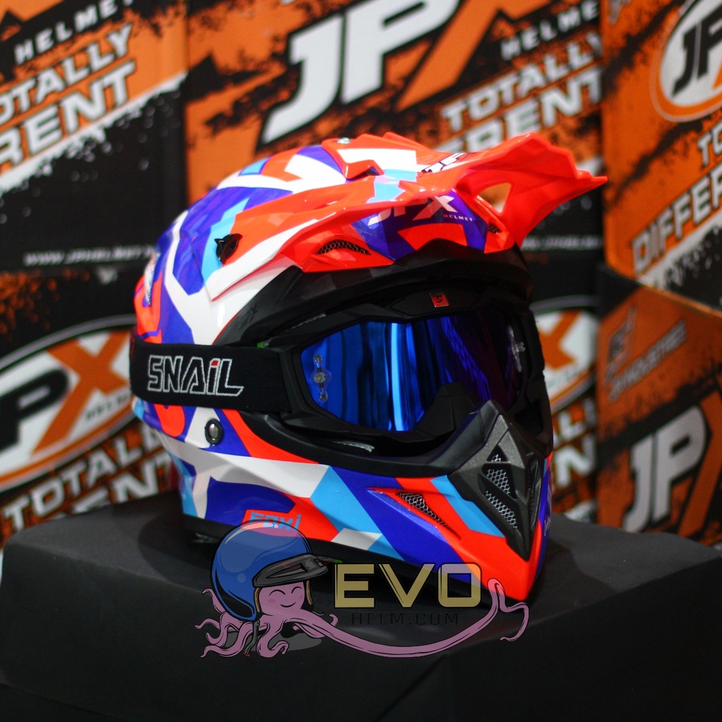 HELM JPX CROSS_FOX1 SERI X29 - FLUO RED GLOSS + GOOGLE SNAIL (ONGKIR 2 KG) HELM JPX TERBARU