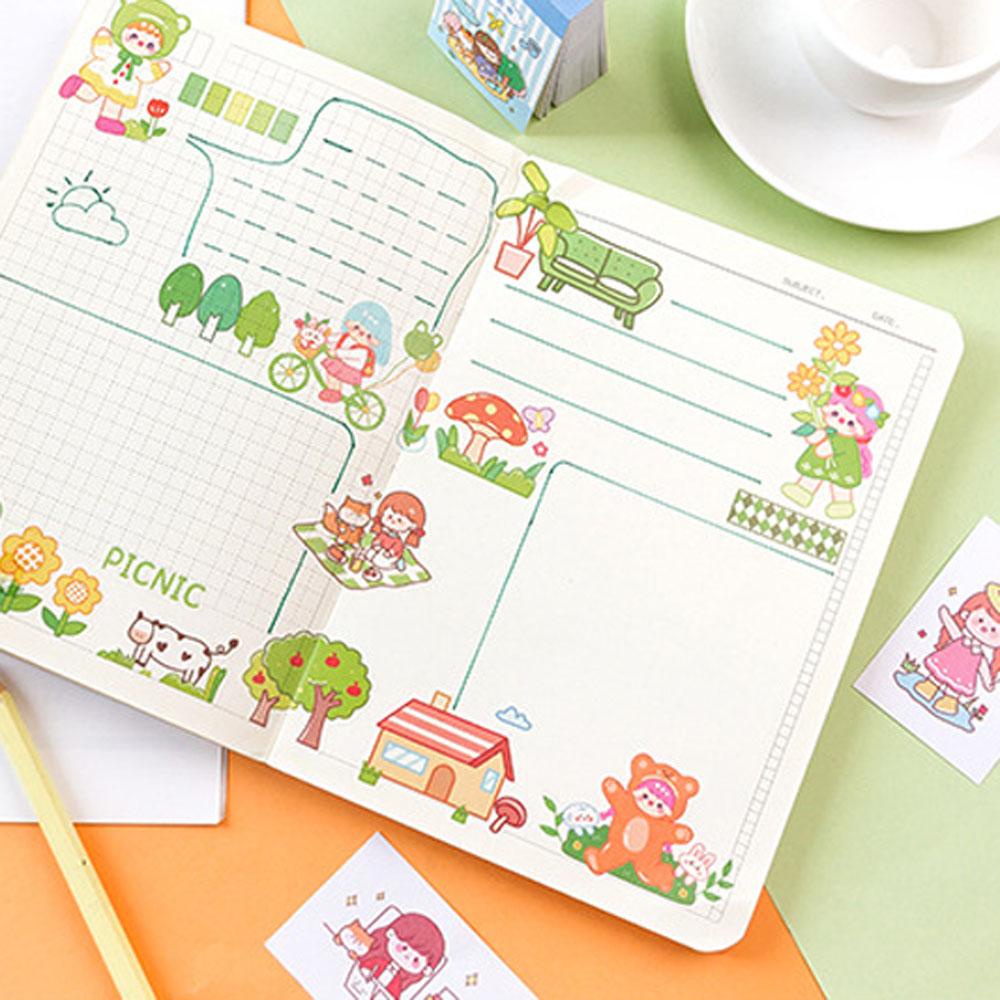 Lanfy Stiker Hias Lucu 50pcs/set Label Hias DIY Scrapbooking Album Foto Alat Tulis Kantor Sekolah Supply Diary Stickers