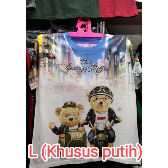 Kaos distro fullprint lengan pendek Teddy bear motor