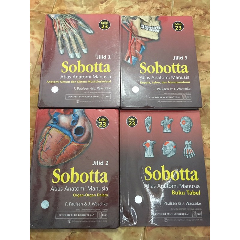Paket Sobotta Atlas Anatomi Manusia Edisi 23 Jilid 1-3 dan Buku Tabel (Ori Bekas/Ori Second)