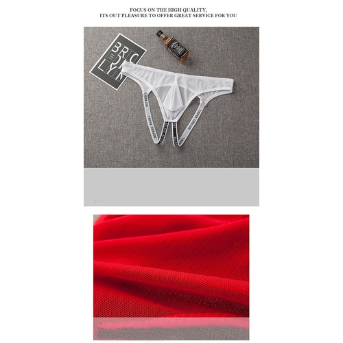 Celana Dalam Pria Sexy hot Open Crotch G String Low Waist Transparan Mini Pria Thong Y056