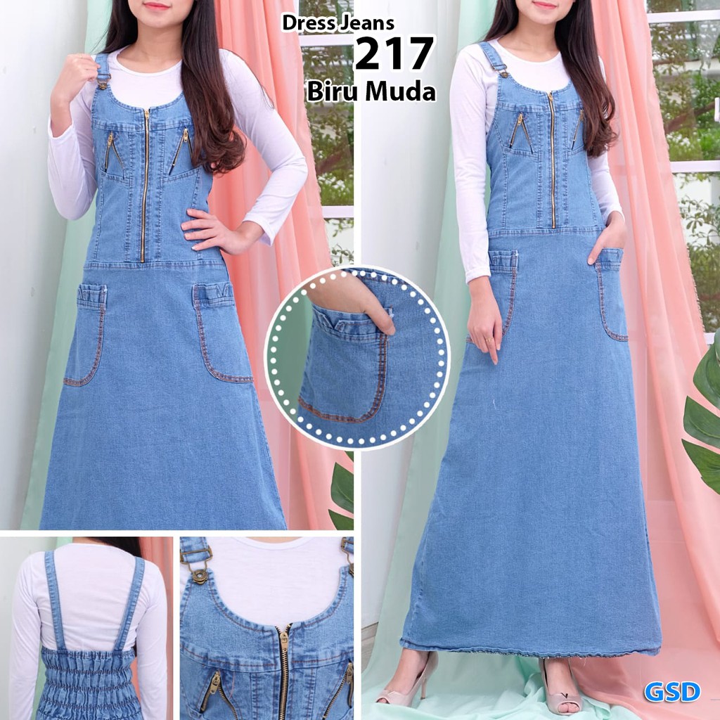 Maxi 217/Dress Maxi Jeans Wanita/terusan maxi/dress jeans denim/maxi jeans denim/terusan denim jeans