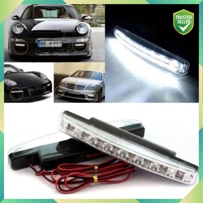 Lampu DRL Fog Lamp Kota Daytime Light Mobil Terang 8 LED 12V 1Pcs Awet Variasi Lampu Mobil Keren Ber