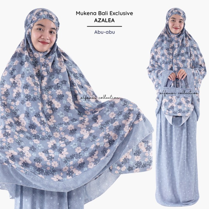 Mukena wanita Mukena Bali Exclusive Azalea / Mukena Rayon / Mukena Bali Bunga Bagus - Abu-abu jumbo 