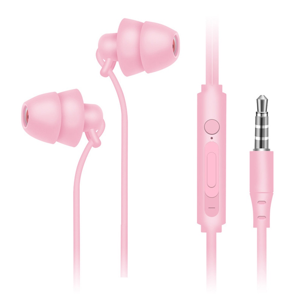 2pcs / Set Headset In-Ear Bahan Silikon Lembut Dengan Kabel + Mikropon + Plug 3.5mm Untuk Tidur