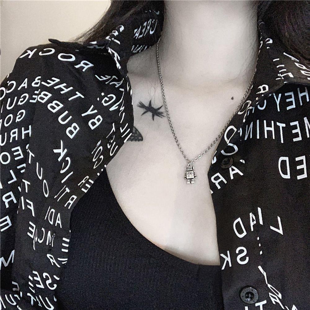 R-bunga Mini Robot Kalung Fashion Pria Liontin Perhiasan Menarik Hadiah Hari Valentine Hip Hop Choker