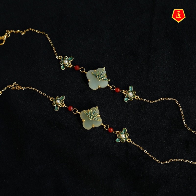 [Ready Stock]Four-Leaf Clover Bracelet Female Gold Retro Chinese Style