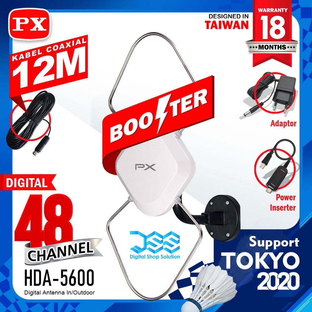 Antena TV Digital Indoor/Outdoor + Kabel 12 Meter Booster
