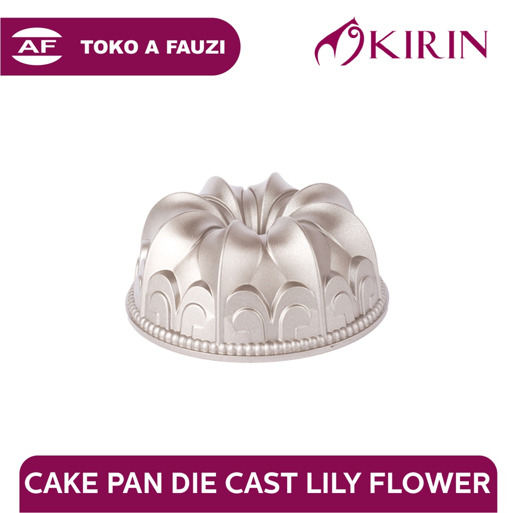 KIRIN PREMIUM CAKE PAN DIE CAST LILY FLOWER CHAMPAGNE GOLD