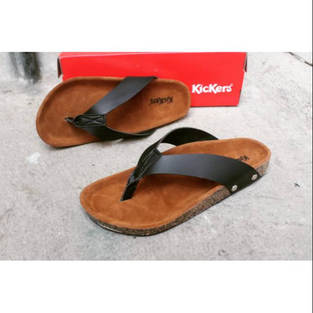 Sendal Pria Slide Kickers Urban Bahan Kulit Santai Nyaman Jalan NgemalL HangOut Kekinian Semi Formal