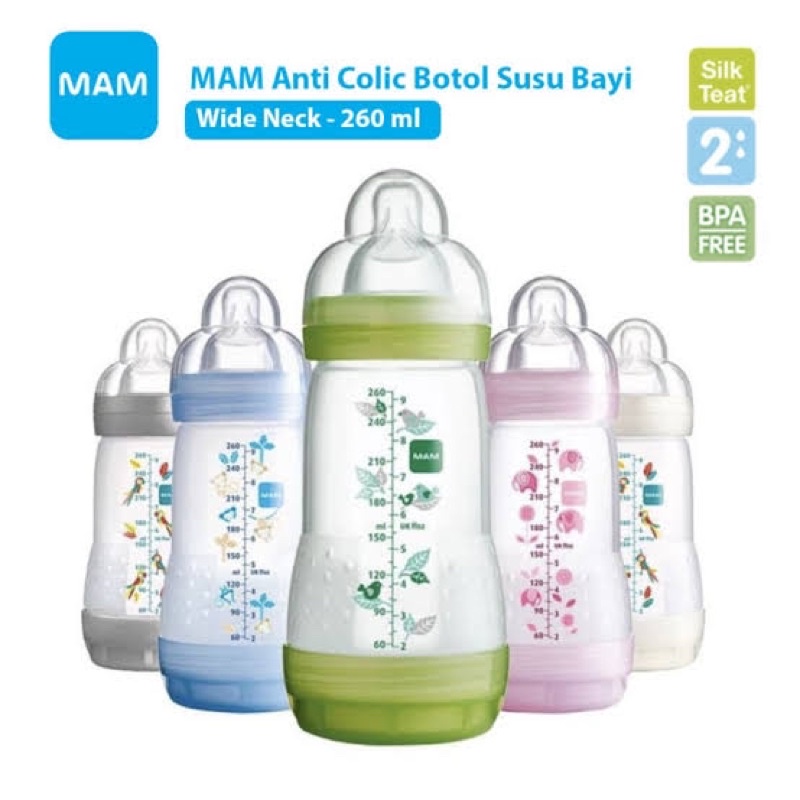 MAM Anti Colic Bottle 160ml/260ml Botol Susu Wide Neck Anti Sedak / Anti Kolik 160ml/260ml