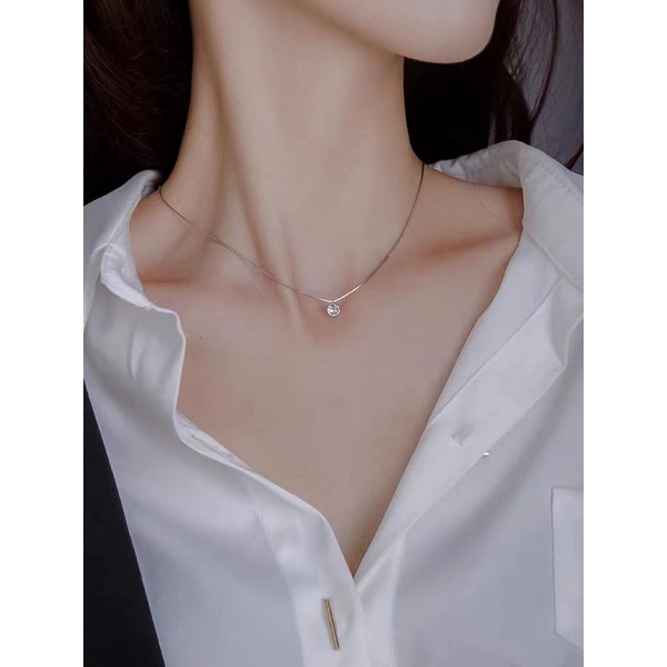 Fashion Kalung Rantai clavicle Titanium Steel Warna Rose Gold Hias Berlian Imitasi Elegan