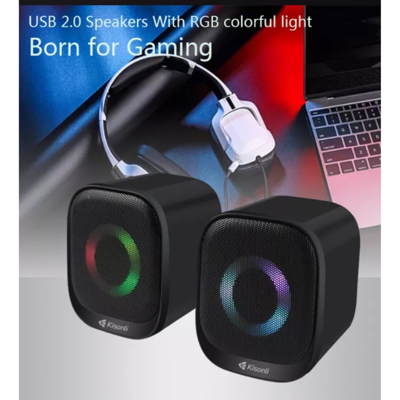 Speaker Gaming Komputer / Laptop RGB USB 2.0 Merek Kisonli X3 - XOBOX