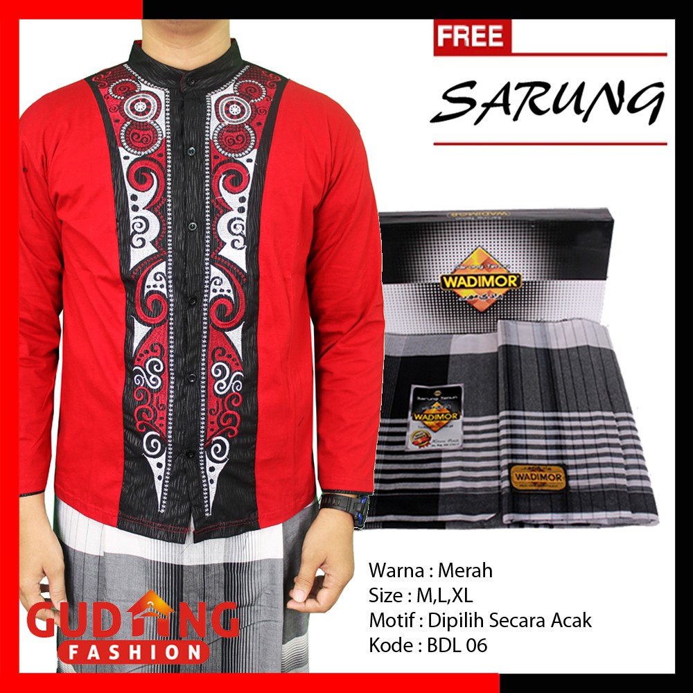 Muslimin Pria Baju Koko Lengan Panjang Plus Free Sarung - BDL (COMB)