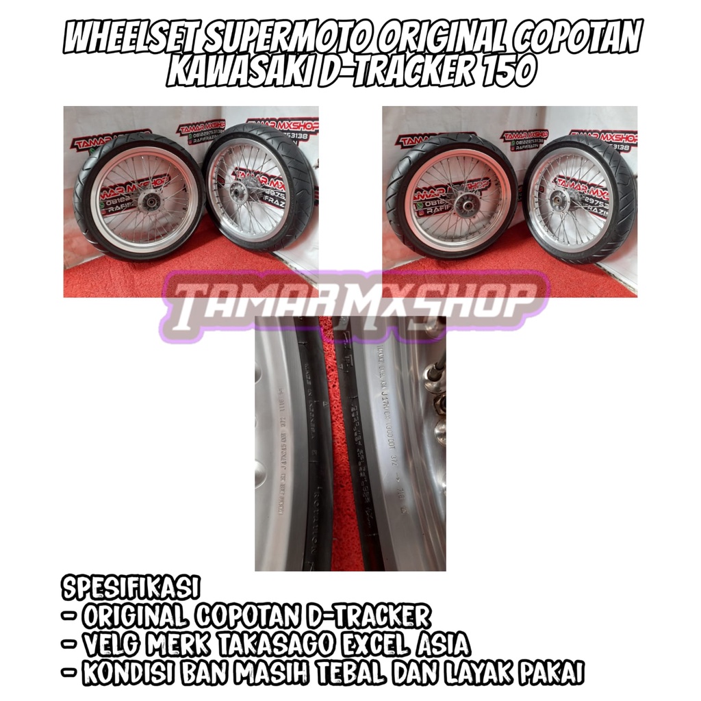 Roda Ori D-Tracker Ring 17 Warna Silver Wheelset Supermoto KLX 215/300 Ori Copotan DTracker