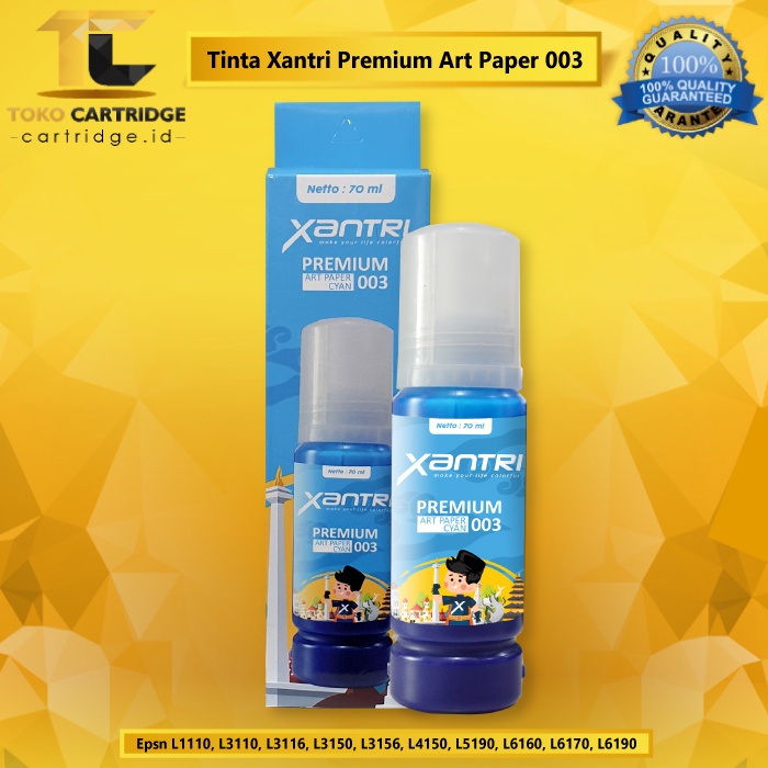 Tinta Xantri Premium Art Paper 003 Cyan Magenta Yellow 70ml, Printer Epson L1110 L3110 L3116 L3150 L3156 L4150 L5190 L6160 L6170 L6190