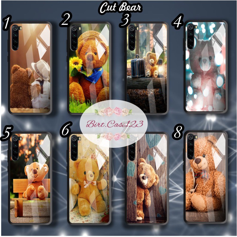 back case glass cute bears Oppo A3s A1k A5 A9 2020 A7 F9 A5s A31 A52 A53 A92 A37 A57 A59 A71 BC5383