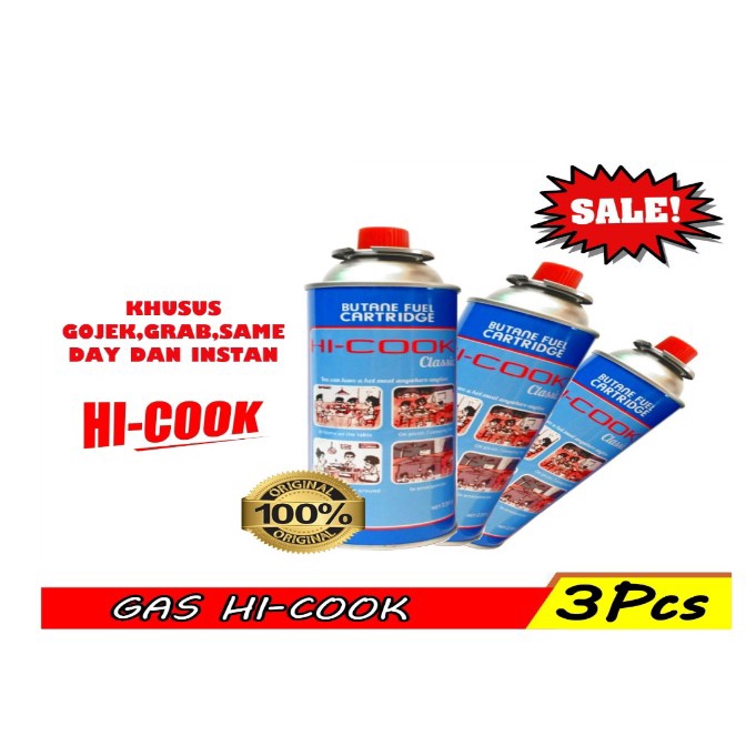 TABUNG GAS PORTABLE / GAS KALENG HI-COOK 230 GRAM (3PCS)