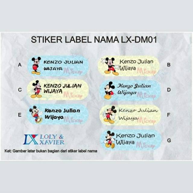 

Sticker label nama waterproof Mickey mouse