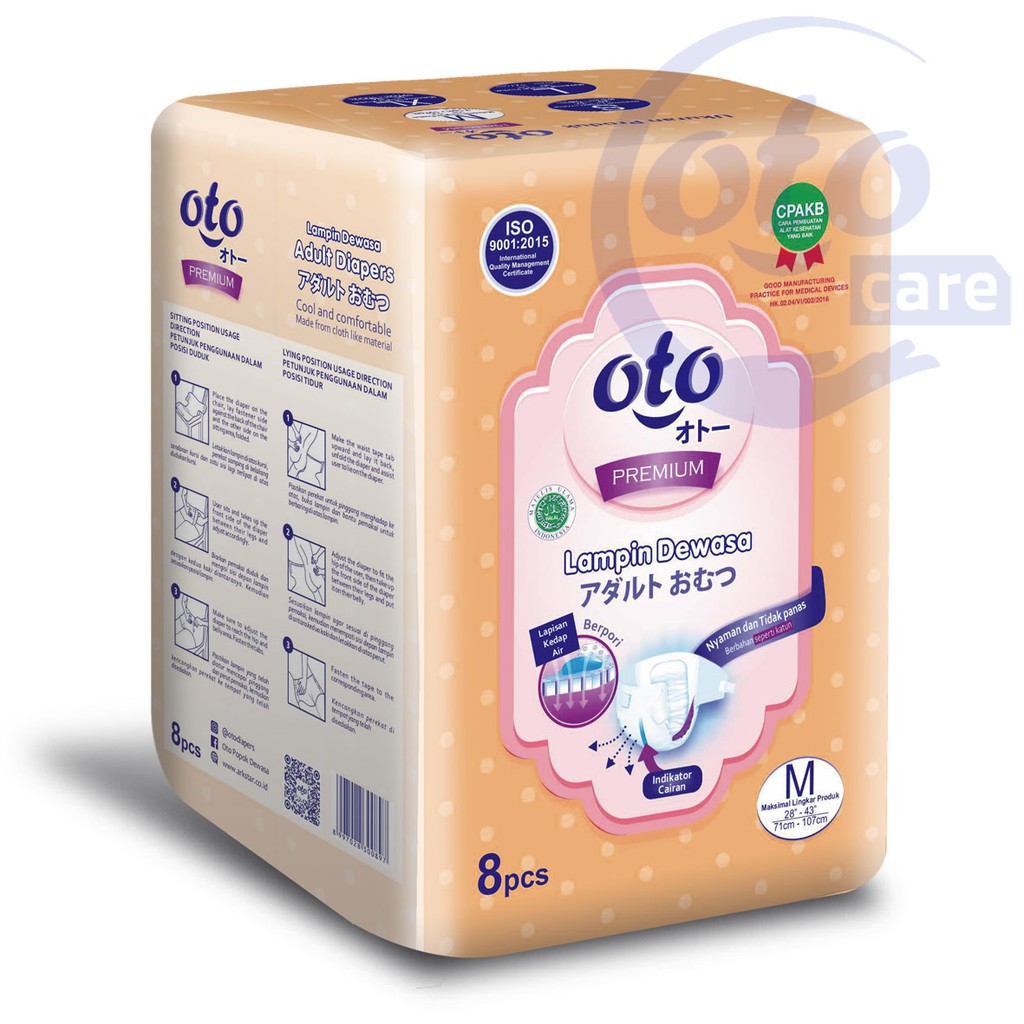 OTO Popok Dewasa PREMIUM ( Daya Serap Lebih Banyak ) Lem Perekat Adult Diapers M isi 8 pcs