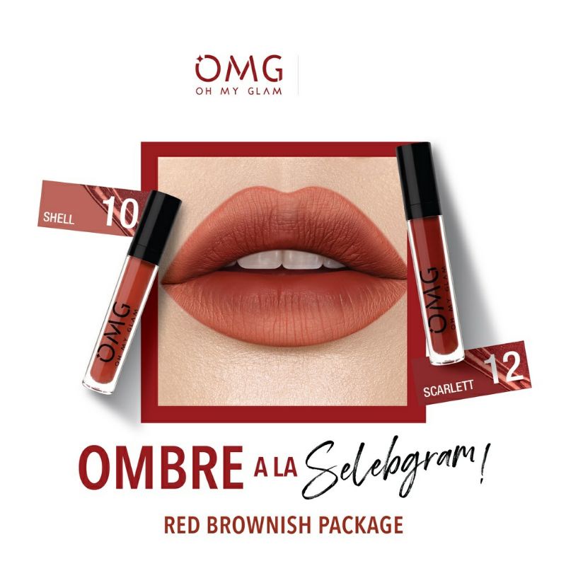 OMG Oh My Glam! Matte Lip Cream Special Ombre Ala Selebgram Red Brownish | OMG Oh My Glam
