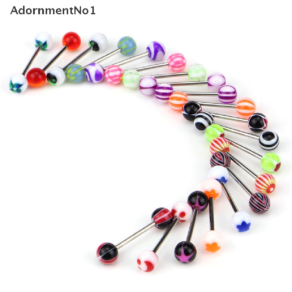 (AdornmentNo1) 20 / 50 / 100PCS Anting Tindik Lidah / Tubuh Bentuk Barbel Bahan Surgical Steel