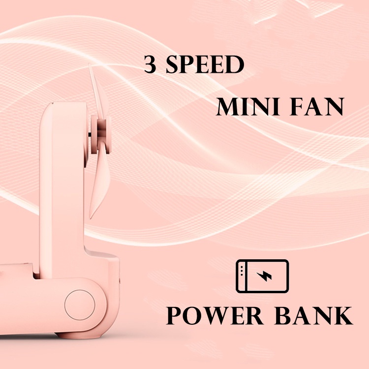 (COD)Kipas Angin Portable Mini Fans Lipat  + PowerBank Mini+Led Senter  3 in 1 USB Rechargeable Pocket Desk Handheld Fan