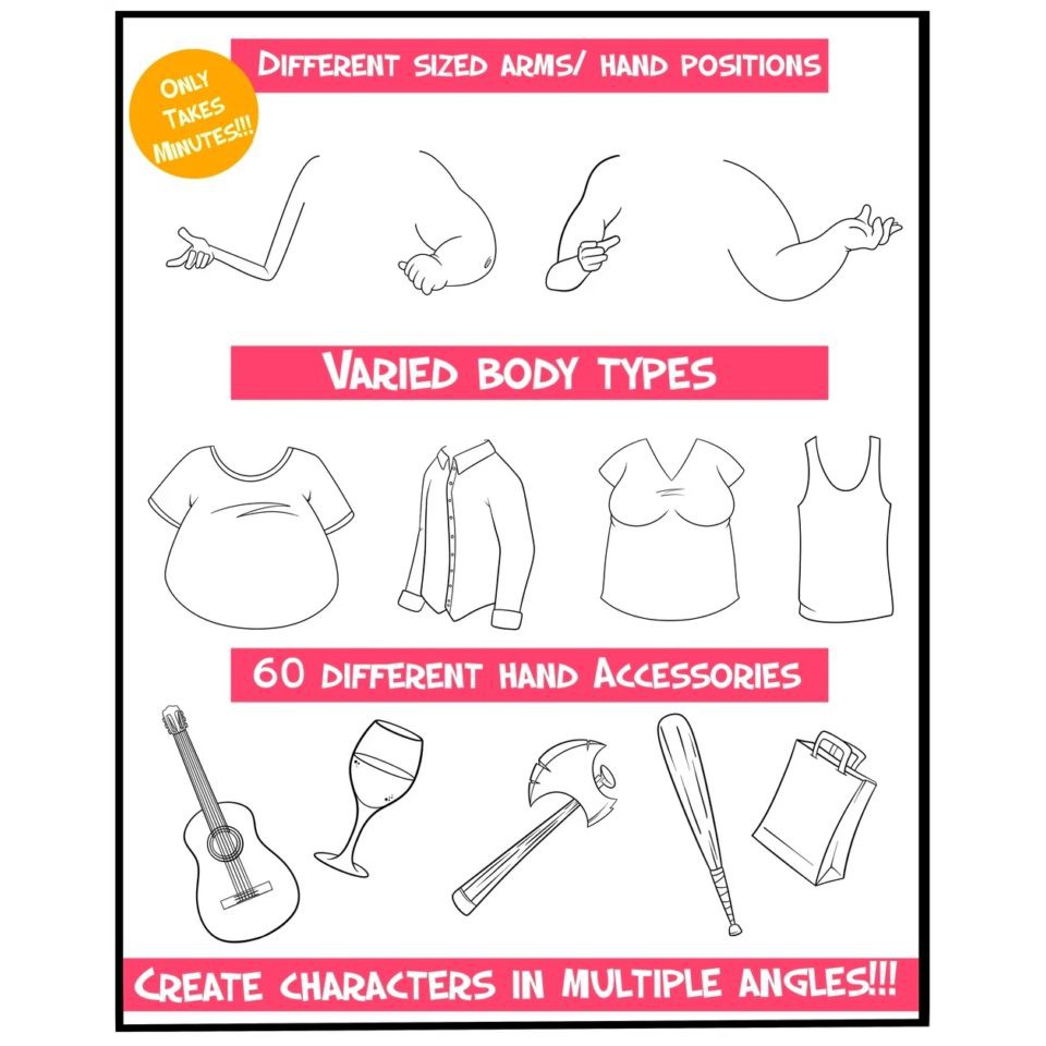 Procreate Brush - Cartoon Human Creator Pack 900 Brushes for Procreate &amp; 900 Custom Shapes
