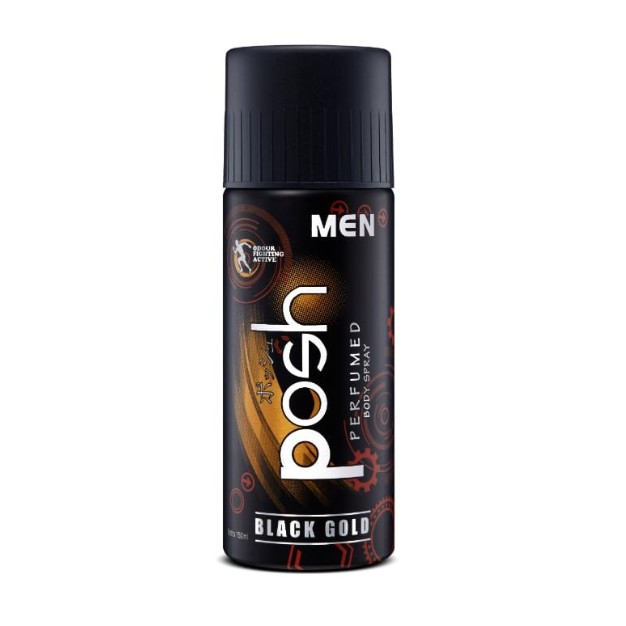 Minyak Wangi Posh Men Body Spray Black Gold 150ml
