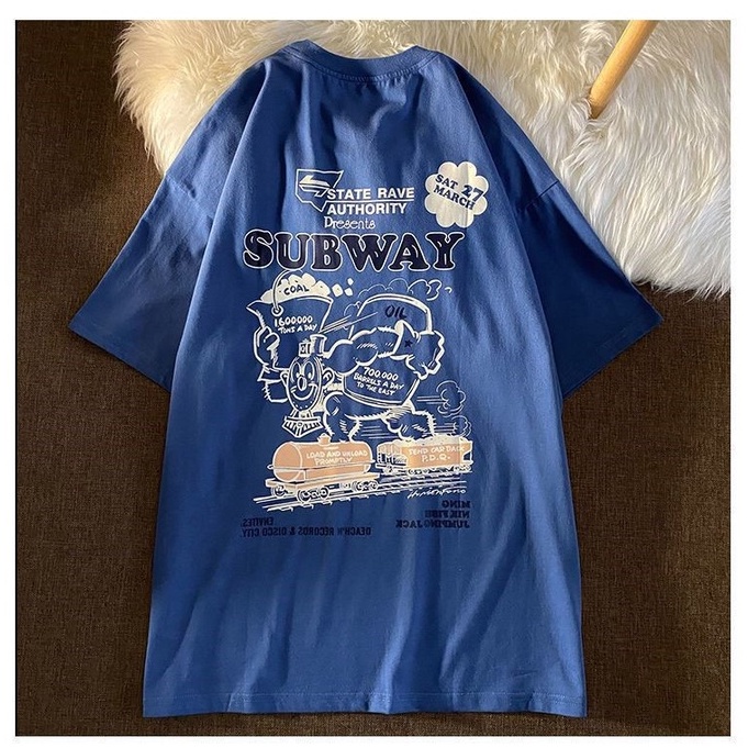 （realpict）Kaos Pendek Anime SUBWAY //Premium Baju Pendek Atasan Wanita //Baju Pendek Cewe Oversize//Fashion T-shirts Import