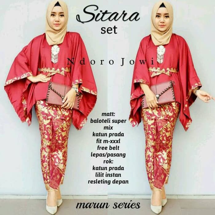 Zola Batik Kebaya Batik Sitara Set Batwing