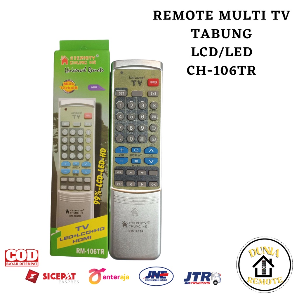 Remot Remote TV TABUNG LCD LED MULTI UNIVERSAL SLIM FLAT 116 106 (Toshiba, LG, Samsung, Sharp, Polytron, Dll)