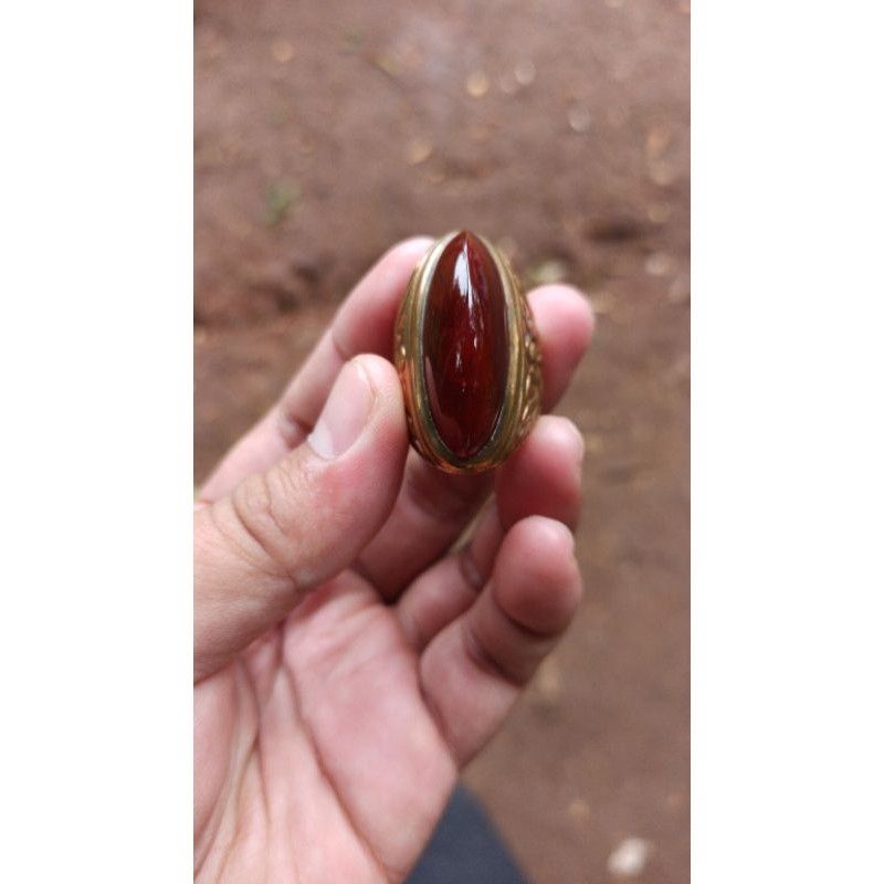 Cincin Batu Akik Pandan Merah Sisik Naga Betok (N)